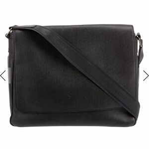 Louis Vuitton Black Leather Messenger Bag